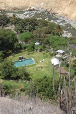 The swimming pool of Oasis Bungalows comes into sight - hooray!