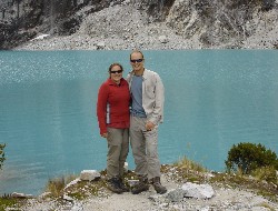 Us at the beautiful aqua coloured Laguna 69