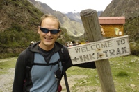 Ian at the start of the Inca Trail at Km 82