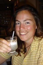 Nikki with a Pisco Sour in Pisco!